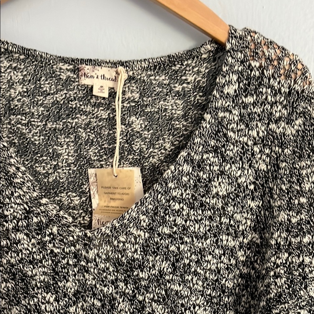 Open Knit Cotton Short Sleeve Sweater